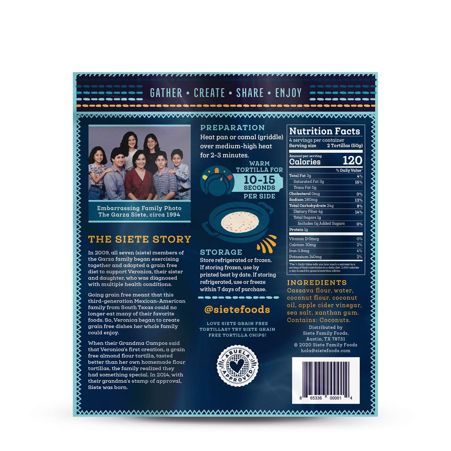 Siete Cassava Flour Grain Free Tortillas, 8 Tortillas Per Pack, 6-Pack, 48 Tortillas