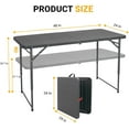 thumbnail image 3 of Folding Table 4 Foot, Portable Plastic Card Heavy Duty Fold-in-Half Small Foldable Table, Indoor Outdoor Adjustable Height Folding Table with Carrying Handle for Picnic, Camping, Party, Grey, 3 of 16
