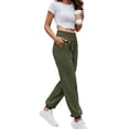 thumbnail image 2 of Defitshape Women's Long Joggers High Waisted Pants Track Summer Casual Spandex Fashion Ankle Comfy Casual Pants Army Green 8, 2 of 4