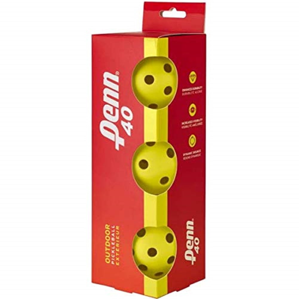 Penn 40 Outdoor Pickleball Balls Case-USAPA Approved (12 3-Ball Sleeves), Yellow