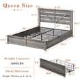 thumbnail image 6 of Queen Size Bed Frame with Storage Headboard (4 Storage Drawers on Bed Body + LED Lighting) – Anti-Slip & Noise-Free Metal Mattress Support Platform + Sturdy Metal Slat Base,Gray, 6 of 8