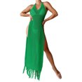thumbnail image 1 of Mujeres Halter Long Beach Vestidos Sexy Tassel Hem Trajes de baño Encubrimientos (Verde M) FLhrweasw Para estrenar, 1 of 8