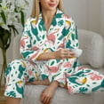 thumbnail image 6 of Pajama Sets for Women 2 Pcs, parrot flamingo Button Down Long Sleeve Sleepwear Lounge PJ Sets, 6 of 6