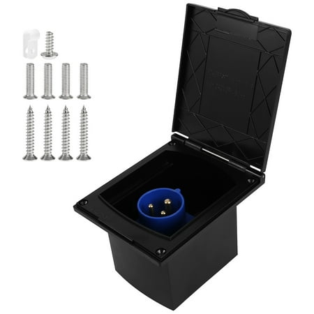 

16 Amp RV Power Outlet Socket Mains Electric Hook Up Socket IP44 IP30 Waterproof Dustproof Cover Power Socket Round 3-Core Charging Socket with Screws for Motorhome Camper Caravan