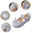 thumbnail image 5 of Quealent Girls Mary Jane Dress Shoes Low Heel Glitter Patent Bow Kids Party Wedding Flower Girl School Shoes(Toddler/Little/Big Kid) Silver for Size 12.5, 5 of 7
