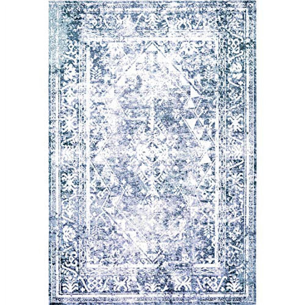 Nicole Miller New York Patio Sofia Ivy Transitional Distressed Indoor/Outdoor Area Rug, Navy Blue/Ivory, 5'2"x7'2"