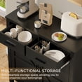 thumbnail image 4 of Leumius Kitchen Storage Cabinet with 2 Drawers and 2 Doors,Modern Farmhouse Buffet Cabinet,Floor Sideboard Buffet for Living Room, Dining Room, Bathroom,Black, 4 of 6