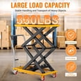 thumbnail image 2 of Hydraulic Lift Table Cart 330 lbs Capacity 50 In Double Scissor Lift Table with Locking Wheels and Non-Slip Platform for Material Handling Yellow, 2 of 7