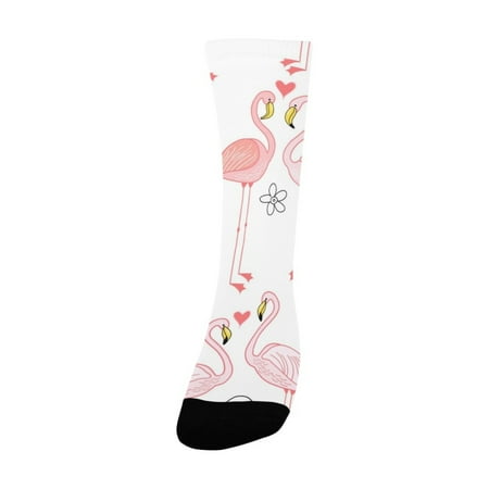 

pattern with a pink flamingos Women s Custom Socks (Made In USA)