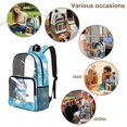 thumbnail image 5 of ZIATUBLES Heavy Duty Clear Backpack 17 Inch, Astronaut Penguin Space Print Fabric & PVC Transparent Bag, One Pocket See Through Bookbag for School College Security, 5 of 7
