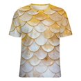 thumbnail image 5 of Mermaid Fish Scales Womens Tops Women's Fashion Casual Short Sleeve Flower Print Round Neck Pullover Top Blouse, 5 of 6