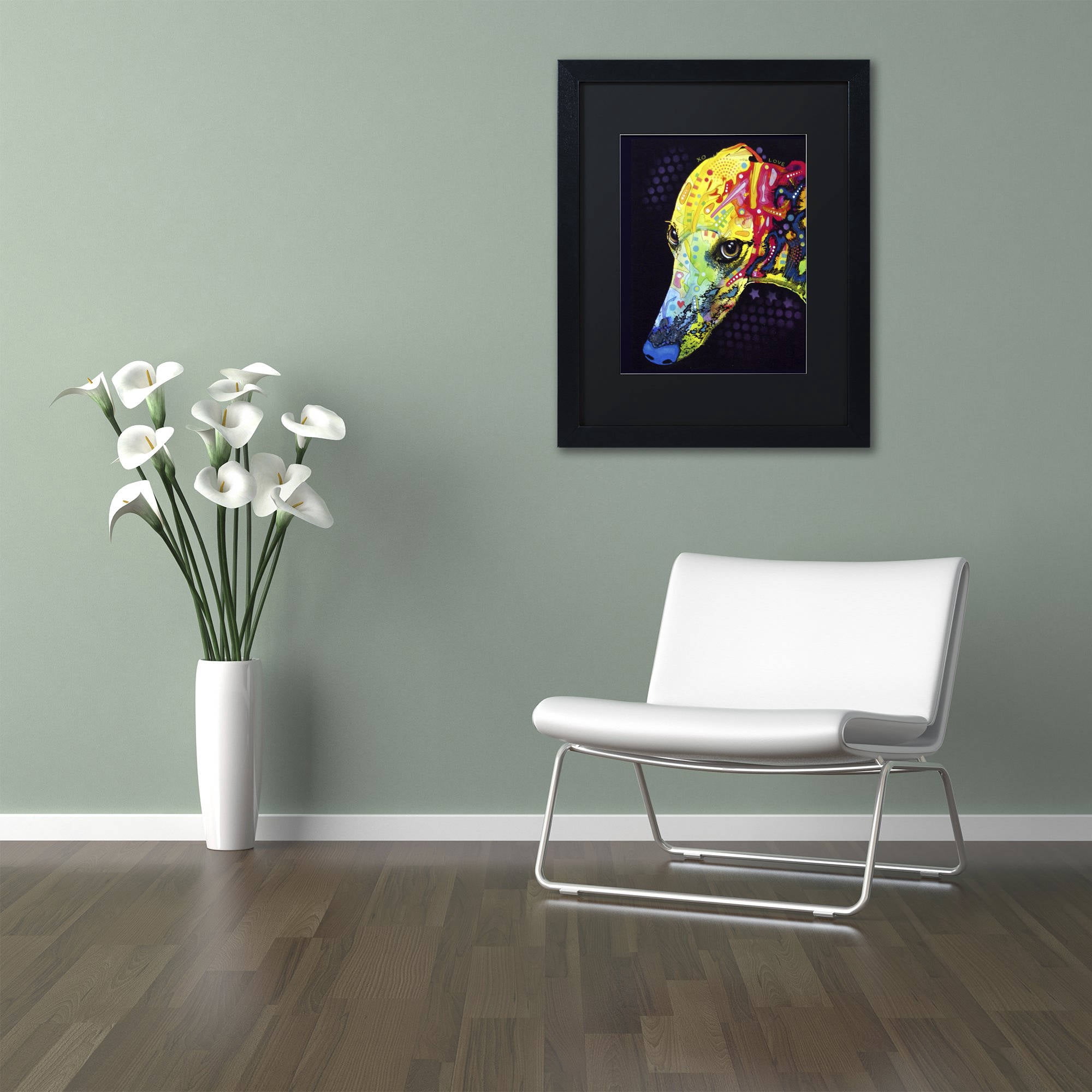 Trademark Fine Art "Greyhound" Canvas Art by Dean Russo, Black Matte, Black Frame