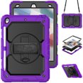thumbnail image 1 of XYX For iPad 9th/8th/7th Generation 10.2 inch Case, 360 Rotating Shockproof Cover with Stand, Screen Protector, Shoulder Strap, Purple, 1 of 7