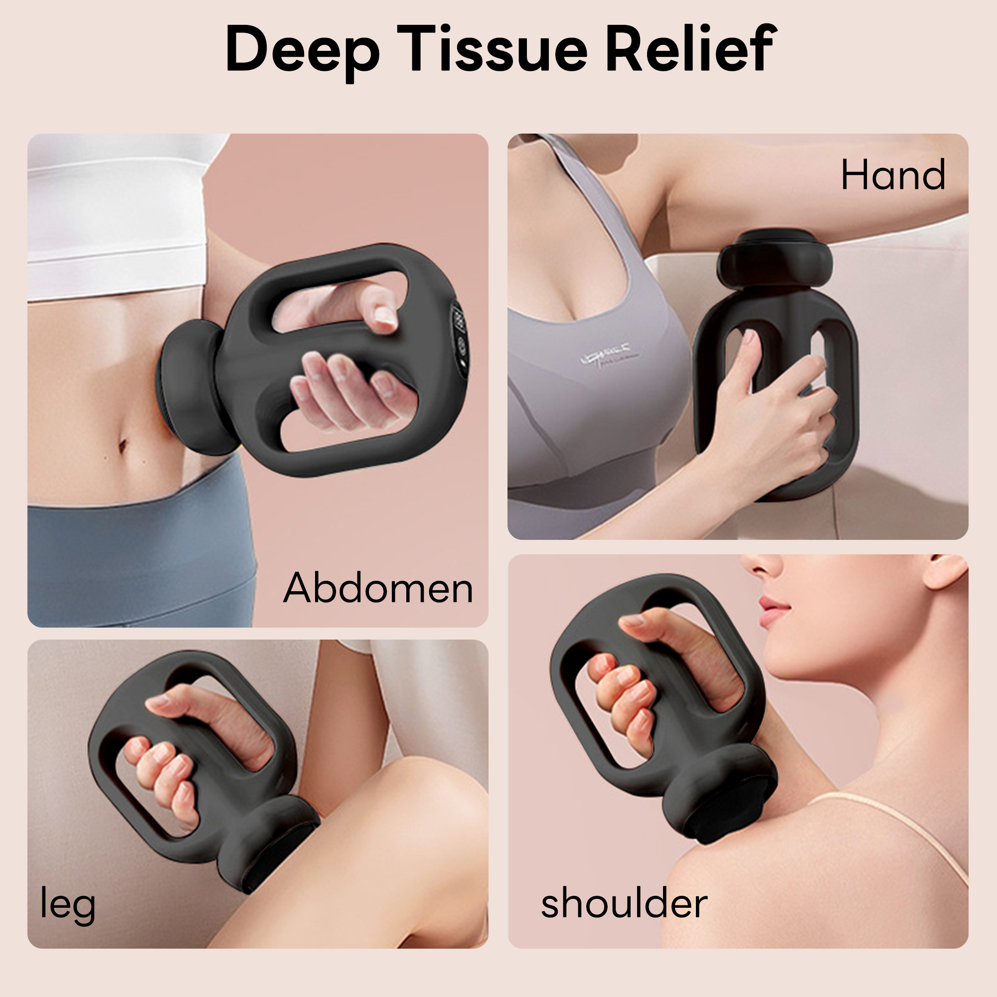 Pecham Massage Gun, Handheld Electric Massage Gun, Body Massager Muscle Massage Gun for Pain Relief Deep Tissue with 6 Massage Heads, Gift for Men & Women - Black