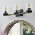 thumbnail image 5 of Aiwen Black Clear Glass Bathroom Vanity Light 3-Light Farmhouse Cylinder Light Fixture over Mirror, 5 of 10