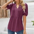 thumbnail image 4 of Tops Para Mujer Elegante Blusa Casual Suelta Manga Corta Con Cuello en V Camiseta Sólida Túnica Odeerbi ODB164497, 4 of 9
