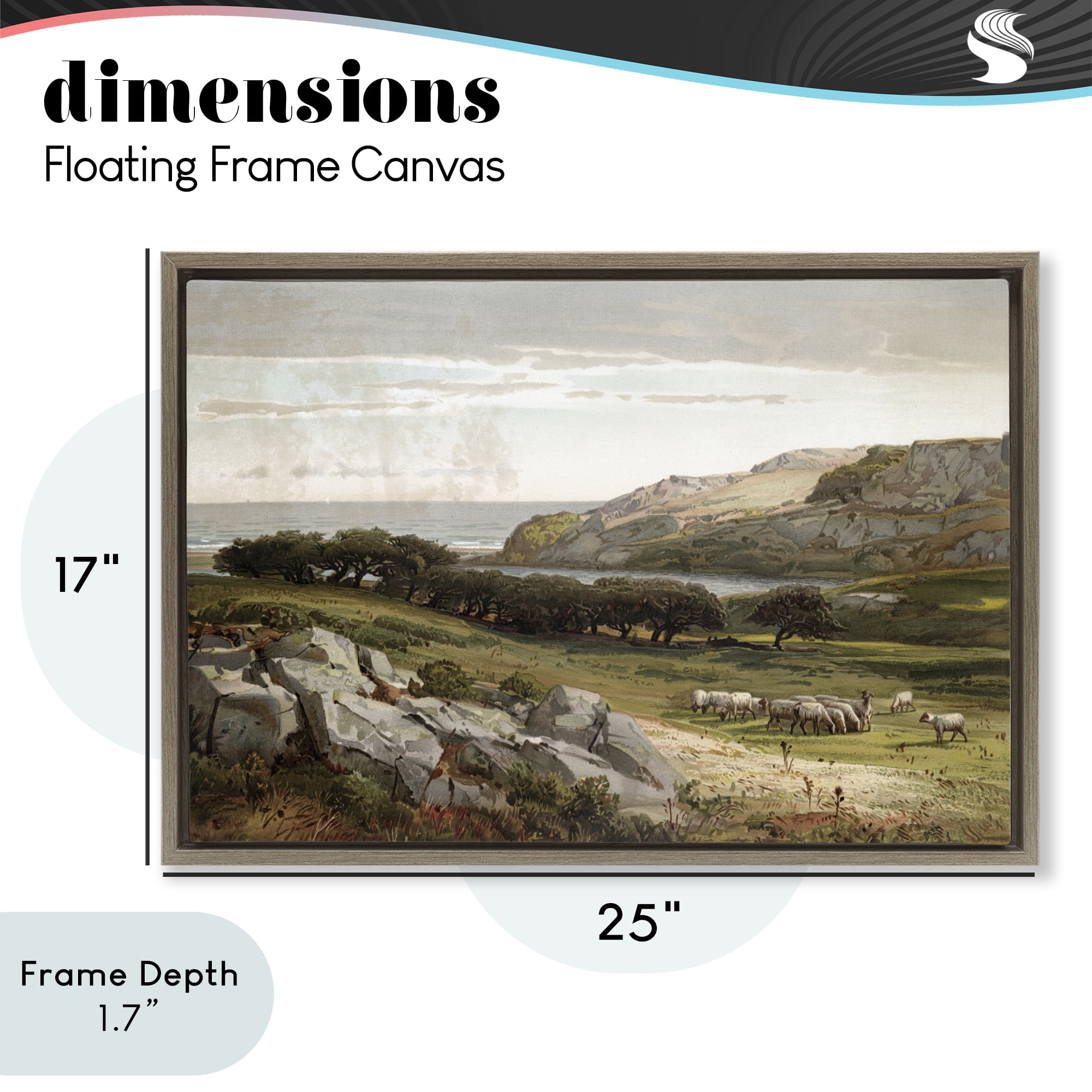 Stupell Industries Sheep in Passionate Landscape Brown Framed Floater Canvas Wall Art, design by Lula Bijoux & co.