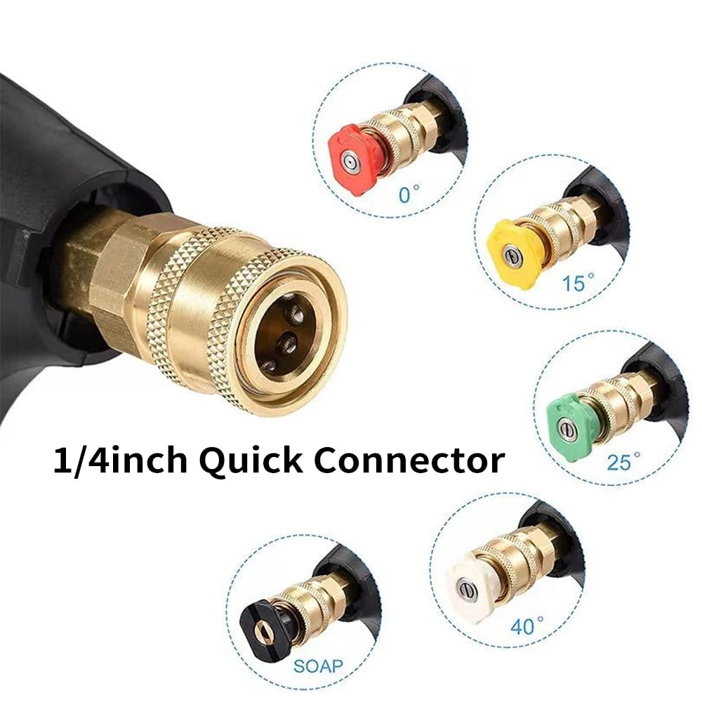 Elowen Washer with Foam Cannon Inner High Pressure Washer Gun with Foam Bottle 1/4inch Quick Connector, 0-60° 5pcs Pressure Washer Nozzle Tip 1L Foam Bottle Outer Thread 22mm Inner 14mm