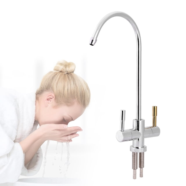 Filtro de Agua del Fregadero de Doble Orificio, Grifo de Acero inoxidable, Grifo de Fregadero de Cocina Con 2 Asas, Filtro de Agua Potable