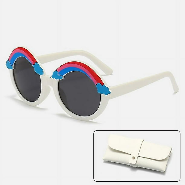 Gafas de sol de arco iris para niños, gafas de sol unisex para niñas y niños, gafas de sol polarizadas lindas Uv 400 con estuche de cuero