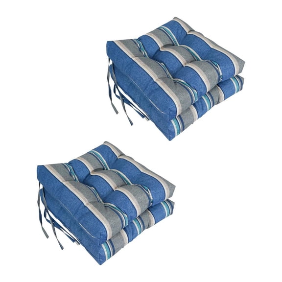 Blazing Needles 16-inch Outdoor Square Chair Cushion, 16" x 16", Sovaro Denim 4 Count
