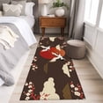 thumbnail image 4 of 2'x6' Rug Runners for Hallways Kitchen, Japanese Style Non Slip Entryway Beside Floor Carpet Runner, Modern Cranes Cherry Flower Wave Brown Washable Laundry Room Bedroom Throw Rugs Mat for Family Pet, 4 of 8