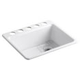 thumbnail image 2 of Kohler 5872-5UA1-0 Riverby Single Bowl Undermount Kitchen Sink with Five Holes and Bottom Basin Rack, White, 2 of 2