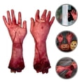thumbnail image 3 of 2 piezas de mano humana cortada falsa: brazo roto sangriento y aterrador, palmas, decoraciones de Halloween para fiestas, casas embrujadas, suministros, 3 of 8