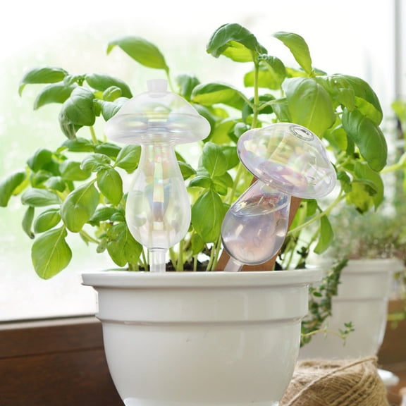4Pcs Plant Watering Globes Mushroom Style Self Watering Planter Insert Reusable Glass Plant Watering Devices Self Watering Bulbs Automatic Mini Irrigation System for Plant Gardening