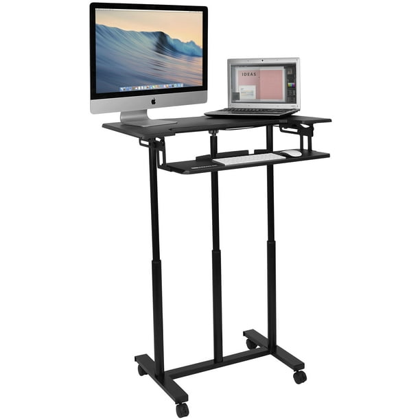 Mount-It! Mobile Standing Desk with Wheels | Rolling Sit Stand ... Portable Workstation On Wheels