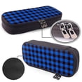 thumbnail image 4 of Lsque Buffalo Plaid Blue Black Printed Big Capacity PU Leather Pencil Case Large Pencil Pouch Stationery Pen Bag Pencil Holder for Teen, 4 of 6