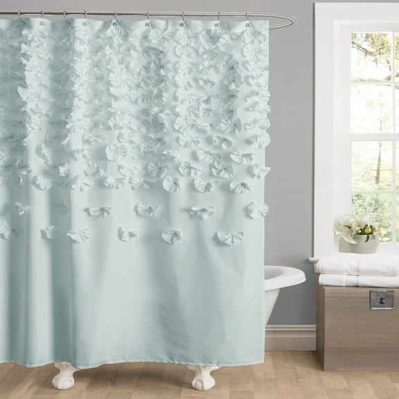 Lush Decor Lucia Textured Shower Curtain, 72x72, Blue, Single