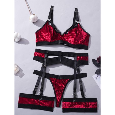 

Sexy Velvet Bandage Lingerie Set