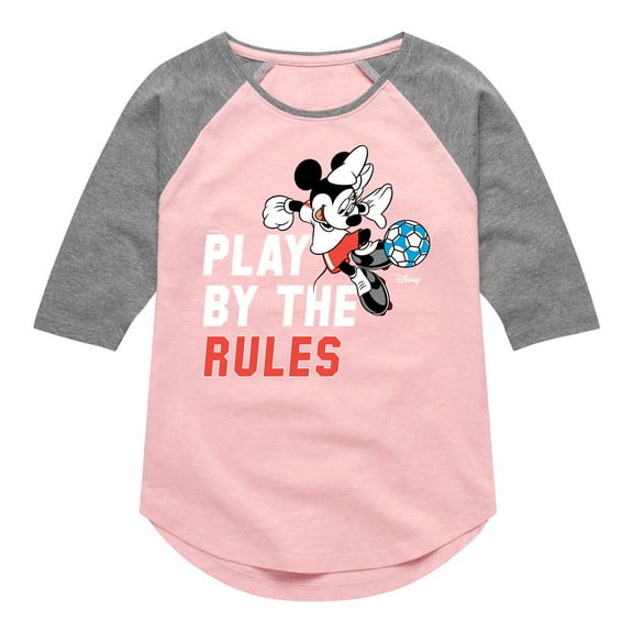 Disney - Play By The Rules Soccer - Toddler & Youth Girls Raglan Graphic T-Shirt