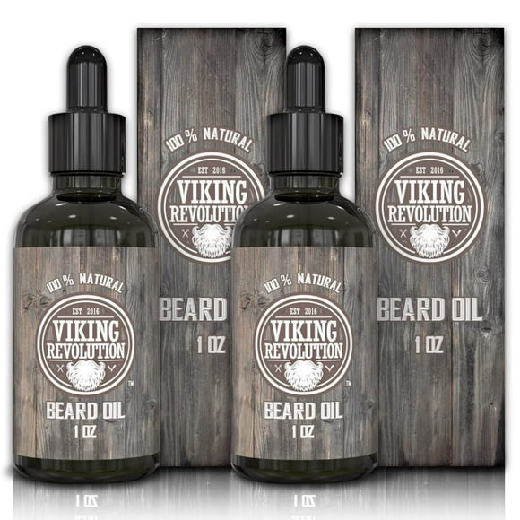 Viking Revolution Beard Oil Conditioner - All Natural Unscented Argan & Jojoba Oils - Softens, Smooths & Strengthens Beard Growth - Grooming Beard and Mustache Maintenance Treatment, 2 Pack