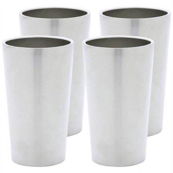 Maxam Ensemble de Gobelets en Acier Inoxydable 13 Oz à Double Paroi 4 Pcs - Gobelet Mural Ss