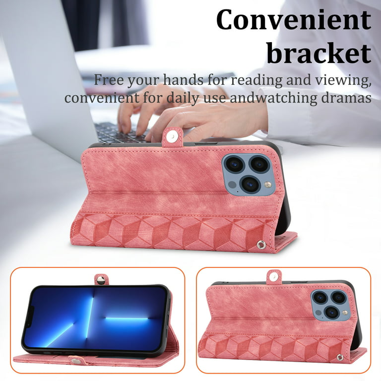 For iPhone 13 PRO MAX phone case with kickstand hand wrist strap