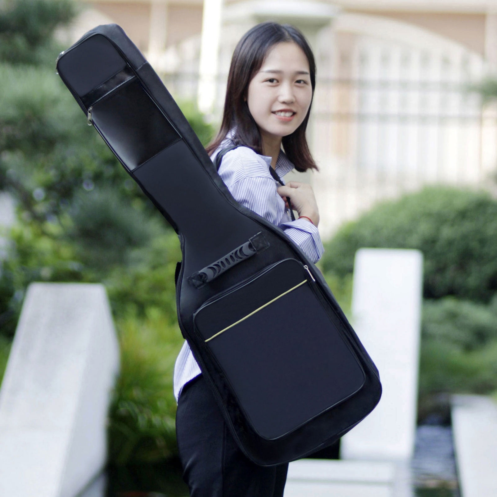 NFTIGB Premium Waterproof Electric Guitar Bag 39 Inches / 99 cm Gig Bag Case 7mm Extra Thick Foam Padding Durable Heavy Duty Adjustable Backpack Straps Large Pockets for Universal 39in Guitar Black