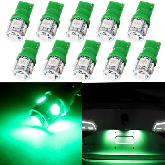 SCITOO 10x T10 LED Green 6000K Super Bright:5-5050-SMD ets DE3175 DE3021 DE3022 3022 3021 5730 3175 6614 6428 7065 LED Bulb Fit for Interior Dome Map Trunk Light Error Free