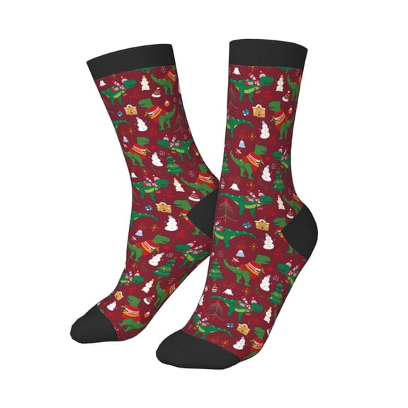 Kids Girls Boys Socks - Dinosaur Christmas Comfort Breathable Crew Socks for Boys Girls Kids, Soft Athletic Running Socks for Boys Socks 6-10 Years Old