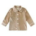 thumbnail image 3 of GYRATEDREAM Kids Velvet Pajamas Toddler Button-Down Solid Long-Sleeve T-Shirt Top + Pants 2PCS Christmas Outfits Sleepwear Clothes for 3M-13Y, 3 of 12