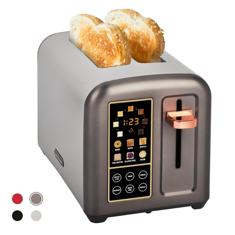 2 Slice Toaster, Retro Bread Toaster with LED Digital Countdown Timer,  Extra Wide Slots Toasters with 6 Bread Shade Settings, Bagel, Cancel,  Defrost
