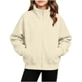 thumbnail image 5 of luawuai Girls Full Zip Sweatshirt Jacket with Pockets, Beige, Size 14-15 Years, 5 of 6