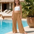 thumbnail image 2 of Bmisegm Comfy Pants for Girls Stylish and Comfortable Casual Soft Everyday Wear with Elastic Waist Modern Design Girls Trousers for Age 4-15 Gold_002,8-9 Years, 2 of 6