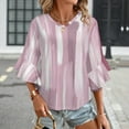 thumbnail image 3 of Pink Brushstrokes Abstract Texture Art Women's V-Neck Blouse With 3/4 Ruffled Bell Sleeves Casual Top Ladies Blouses, 3 of 7