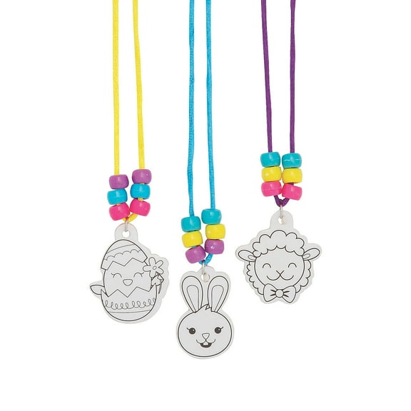 Color Your Own Easter Necklace Egg Fillers (24Pc) - Craft Kits - 24 Pieces