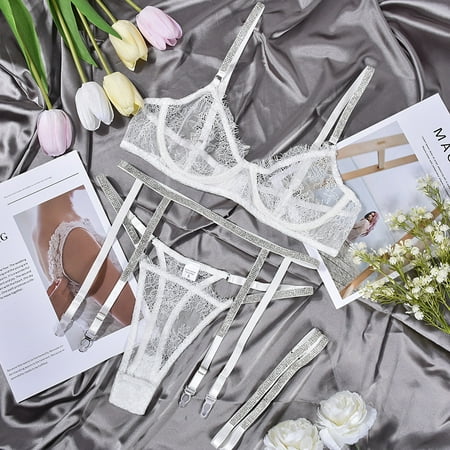 Generic Sexy Lingerie Lace Three-Point Sexy Rhinestone Leg Ring Three-Piece Set
