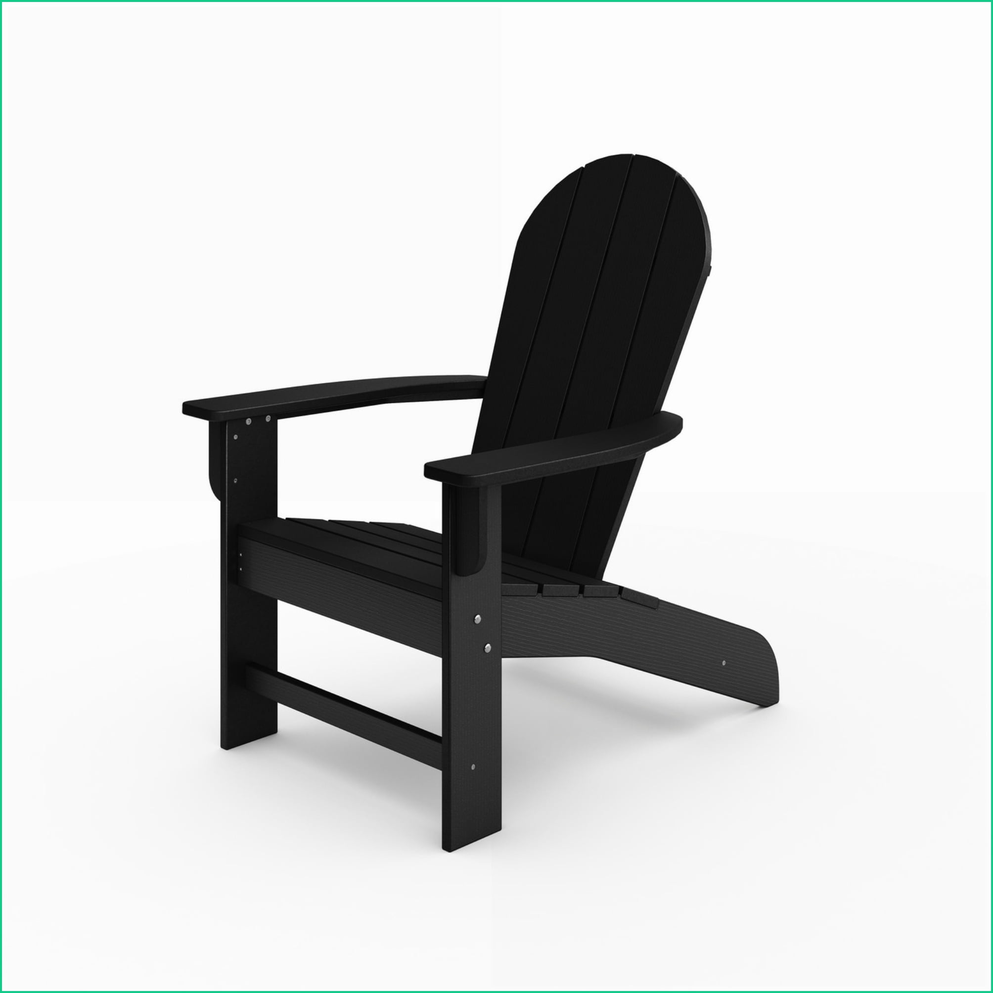 Adirondack Chair, Classic Style for Pool Patio Garden | Black | HDPE Poly Lumber