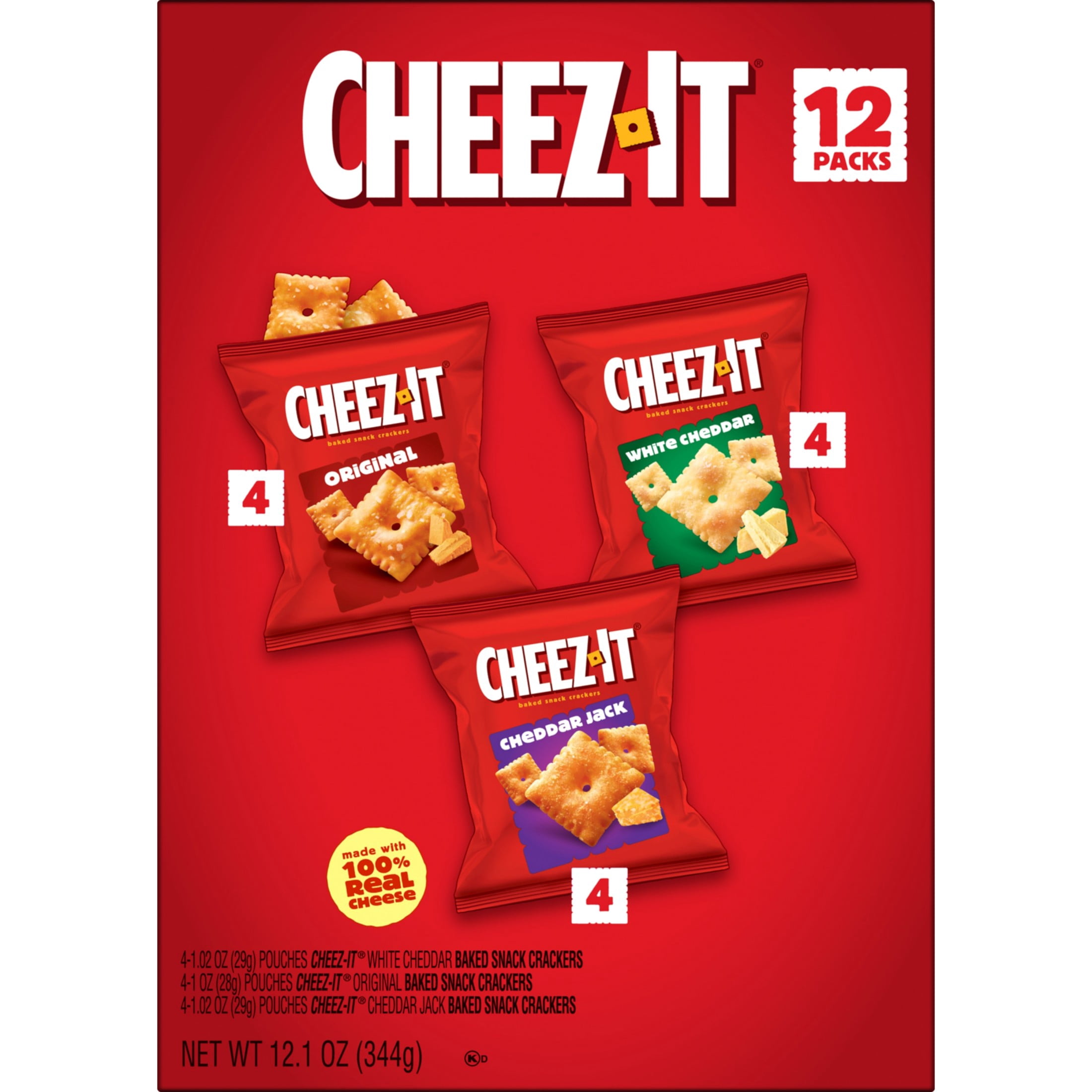 Cheez-It Variety Pack Cheese Crackers, Baked Snack Crackers, 12 Count