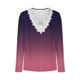 thumbnail image 4 of tklpehg Womens Dressy Tops Lightweight Tunic Tops V-Neck Crochet Lace Trim Gradient Color Casual Loose Going Out Tops Long Sleeve Tops Blouses (Pink,XXL), 4 of 5